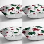 - Rh-K4luset598-1 - Realhomes 4'lü Ekose Desenli Çam Ağacı Motifli Yılbaşı Konsept Modern Yastık Kırlent Kılıfı Realhomes