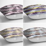 4'lü Beyaz Zemin Üzerinde Siyah Geometrik Desenli Modern Yastık Kırlent Kılıf Seti Realhomes