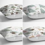 - Rh-K4luset608-1 - Realhomes 4'lü Beyaz Zemin Üzerinde Kozalak Desenli Modern Yastık Kırlent Kılıf Seti Realhomes