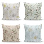 - Rh-K4luset609 - Realhomes 4'lü Rengarenk Zemin Üzerinde Çiçek Desenli Modern Yastık Kırlent Kılıf Seti Realhomes