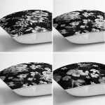 4'lü Siyah Zemin Üzerinde Çiçek Desenli Modern Yastık Kırlent Kılıf Seti Realhomes