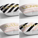 - Rh-K4luset615-1 - Realhomes 4'lü Beyaz Zemin Üzerinde Gold Detaylı Geometrik Desenli Modern Yastık Kırlent Kılıf Seti Realhomes