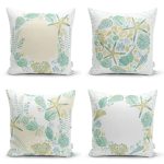 4'lü Beyaz Zemin Üzerinde Soft Renkli Deniz Yıldızı Desenli Modern Yastık Kırlent Kılıf Seti Realhomes