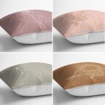 - Rh-K4luset621-1 - Realhomes  4'lü Renkli Zemin Üzerinde Onedraw Çizimli Yaprak Desenli Modern Yastık Kırlent Kılıf Seti Realhomes