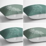 4'lü Renkli Zemin Üzerinde Onedraw Çizimli Yaprak Desenli Modern Yastık Kırlent Kılıf Seti Realhomes