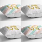 - Rh-K4luset626-1 - Realhomes 4'lü Beyaz Zemin Üzerinde Gold Detaylı Love Yazılı Modern Yastık Kırlent Kılıf Seti Realhomes