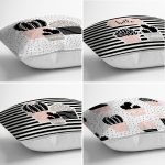 - Rh-K4luset627-1 - Realhomes 4'lü Beyaz Zemin Üzerinde Onedraw Çizimli Kaktüs Desenli Modern Yastık Kırlent Kılıf Seti Realhomes