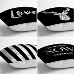 - Rh-K4luset730-1 - Realhomes 4'lü Siyah Zeminde Mermer Tasarımlı Dekoratif Yastık Kırlent Kılıfı Seti Realhomes