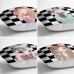 - Rh-K4luset864-1 - Realhomes 4'lü Damalı Zeminde Pop-Art Kız Tasarımlı Modern Yastık Kırlent Kılıfı Seti Realhomes