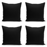 - Rh-K4lusetSiyah - Realhomes  4'lü Düz Siyah Baskısız Nakışlık-İşlemelik-Makrome Yastık Kırlent Kılıfı Seti Realhomes