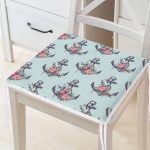 Mint Yeşili Zemin Çapa Tasarımlı Dijital Baskılı Fermuarlı Sandalye Minderi Realhomes