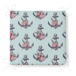 Mint Yeşili Zemin Çapa Tasarımlı Dijital Baskılı Fermuarlı Sandalye Minderi Realhomes