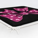 Siyah Zemin Pembe Kurdele Tasarımlı Dijital Baskılı Fermuarlı Sandalye Minderi Realhomes