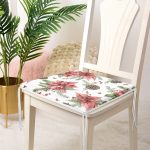 Kırmızı Gül & Kozalak Tasarımlı Dijital Baskılı Modern Fermuarlı Sandalye Minderi Realhomes