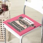 Pembe Zemin Daktilo Tasarımlı Dijital Baskılı Modern Fermuarlı Sandalye Minderi Realhomes