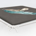 Mavi & Sarı Tüy Motifli Dijital Baskılı Fermuarlı Sandalye Minderi Realhomes