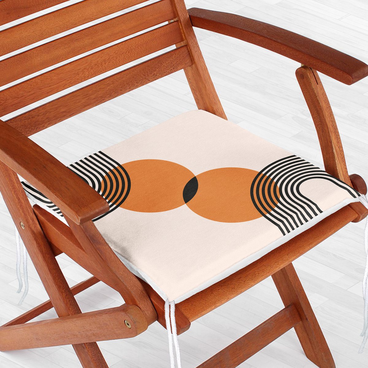Soyut Tarzda Güneş Tasarımlı Dijital Baskılı Modern Fermuarlı Sandalye Minderi Realhomes