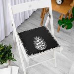 Siyah Beyaz Kozalak Motifli Dijital Baskılı Fermuarlı Sandalye Minderi Realhomes