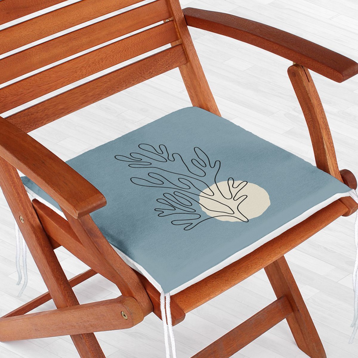 Soyut Çizimli Çiçek Tasarımlı Dijital Baskılı Fermuarlı Sandalye Minderi Realhomes
