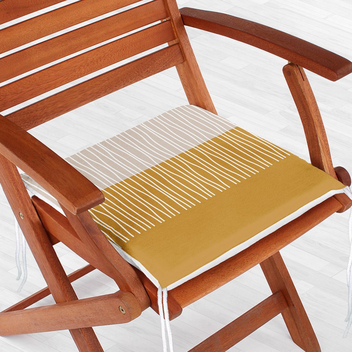 Çizgili Retro Tasarımlı Dijital Baskılı Fermuarlı Sandalye Minderi Realhomes