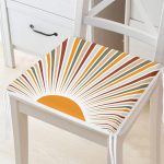 Güneş ve Renkli Işınları Özel Tasarım Dijital Baskılı Fermuarlı Sandalye Minderi Realhomes