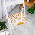 Güneş ve Renkli Işınları Özel Tasarım Dijital Baskılı Fermuarlı Sandalye Minderi Realhomes