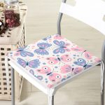 Renkli Kelebek Motifli Dijital Baskılı Modern Fermuarlı Sandalye Minderi Realhomes