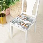 Kış Temalı Bağ Evi & Geyik Tasarımlı Dijital Baskılı Modern Fermuarlı Sandalye Minderi Realhomes