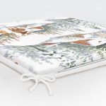 Kış Temalı Bağ Evi & Geyik Tasarımlı Dijital Baskılı Modern Fermuarlı Sandalye Minderi Realhomes