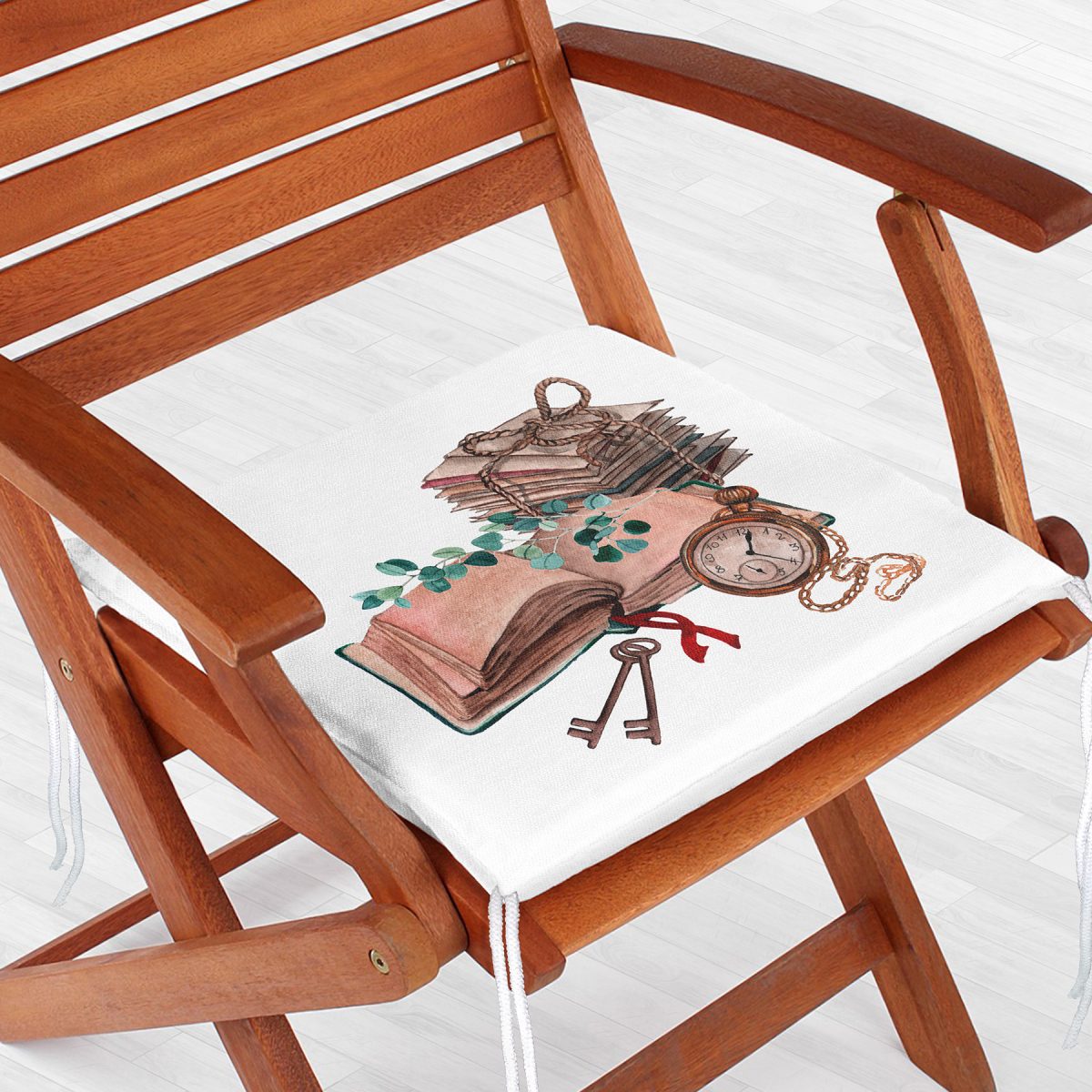 Özel Tasarım Kitap Temalı Dijital Baskılı Modern Fermuarlı Sandalye Minderi Realhomes