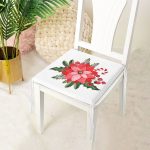 Beyaz Zemin Gül Tasarımlı Dijital Baskılı Modern Fermuarlı Sandalye Minderi Realhomes