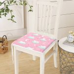 - Seamless pattern with cartoon sleeping hares - Realhomes Pembe Zeminde Bulut Üstünde Tavşan Motifli Özel Tasarım Dijital Baskılı Modern Fermuarlı Sandalye Minderi Realhomes