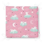 - Seamless pattern with cartoon sleeping hares - Realhomes Pembe Zeminde Bulut Üstünde Tavşan Motifli Özel Tasarım Dijital Baskılı Modern Fermuarlı Sandalye Minderi Realhomes