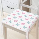 Mavi Gri Kelebek Motifli Dijital Baskılı Özel Tasarım Modern Fermuarlı Sandalye Minderi Realhomes