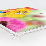 Çiçek Ve Kelebek Desenli Dijital Baskılı Dekoratif Modern Fermuarlı Sandalye Minderi Realhomes