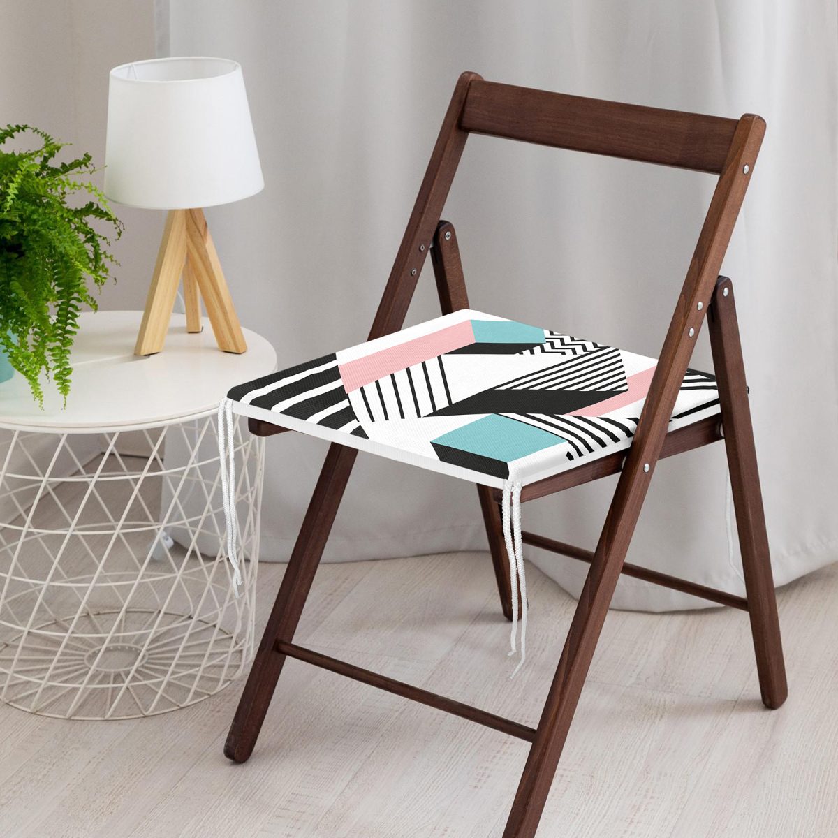 Modern Geometrik Şekilli Dijital Baskılı Fermuarlı Sandalye Minderi Realhomes