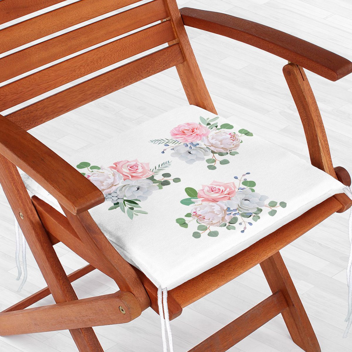 Özel Tasarım Çiçek Temalı Dijital Baskılı Fermuarlı Sandalye Minderi Realhomes