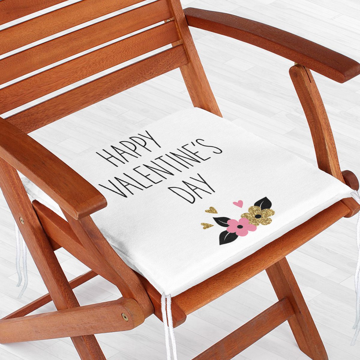Happy Valentınes Day Yazılı Dijital Baskılı Fermuarlı Sandalye Minderi Realhomes