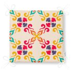 Krem Zeminli Geometrik Dijital Baskılı Fermuarlı Sandalye Minderi Realhomes