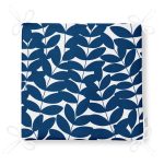 Lacivert Yaprak Desenli Dijital Baskılı Fermuarlı Sandalye Minderi Realhomes