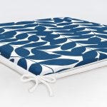 Lacivert Yaprak Desenli Dijital Baskılı Fermuarlı Sandalye Minderi Realhomes