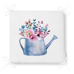 Sulu Boyalı Çiçek Desenli Dijital Baskılı Fermuarlı Sandalye Minderi Realhomes