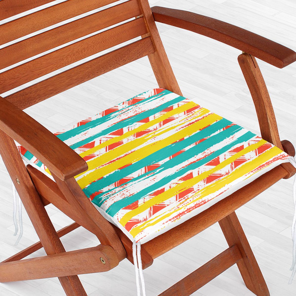 Renkli Geometrik Desenler Temalı Fermuarlı Sandalye Minderi Realhomes