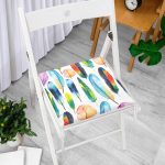 - Frm-2349-Renkli-Tuyler-ve-Yapraklar-Resimli-Fermuarli-Sandalye-Minderi - Realhomes Renkli Tüyler ve Yapraklar Resimli Fermuarlı Sandalye Minderi Realhomes