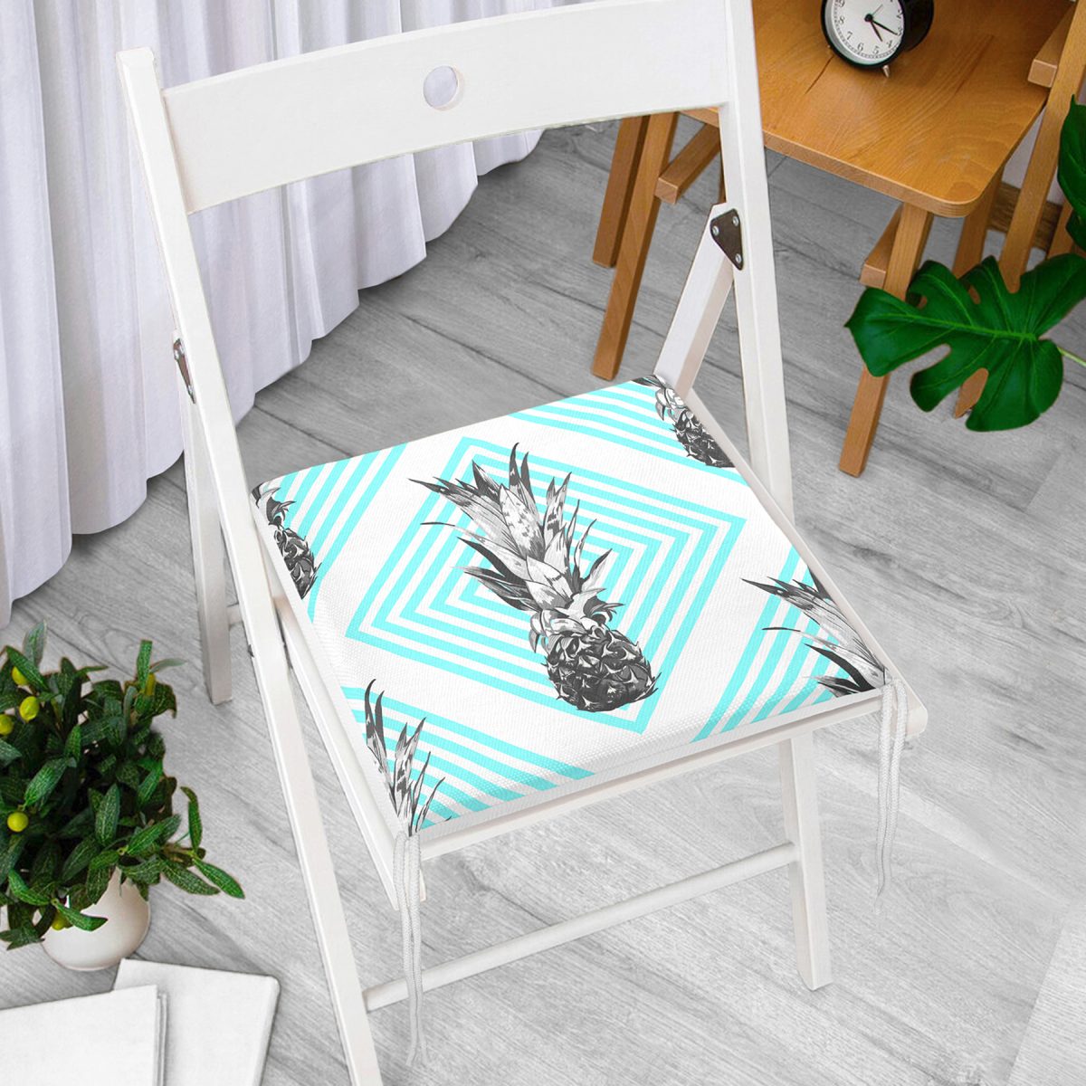Geometrik Ananas Desenli Fermuarlı Sandalye Minderi Realhomes