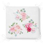 Üçlü Kanaviçe Çiçek Desenli Dijital Baskılı Fermuarlı Sandalye Minderi Realhomes