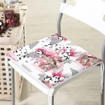 - Frm-2468-Bal-Petegi-Temali-Flamingo-Motifli-Fermuarli-Sandalye-Minderi - Realhomes Bal Peteği Temalı Flamingo Motifli Fermuarlı Sandalye Minderi Realhomes