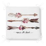 Kahverengi Ok Çizimli Çiçek Desenli Fermuarlı Sandalye Minderi Realhomes