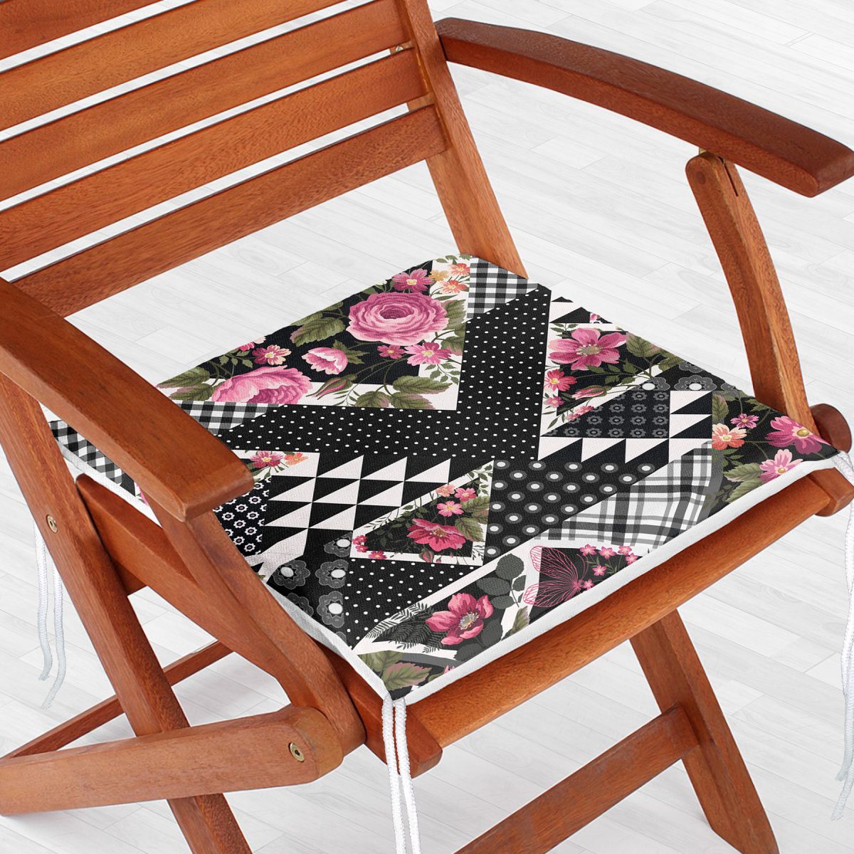 Karma Çiçek Geometrik Desenler Modern Fermuarlı Sandalye Minderi Realhomes