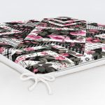 Siyah Beyaz Puanlı Çiçek Çizimli Modern Fermuarlı Sandalye Minderi Realhomes